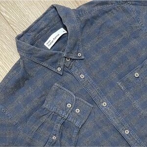 Grana Italian Flannel Plaid Men’s XL Long Sleeve Button Up Shirt Blue Cotton